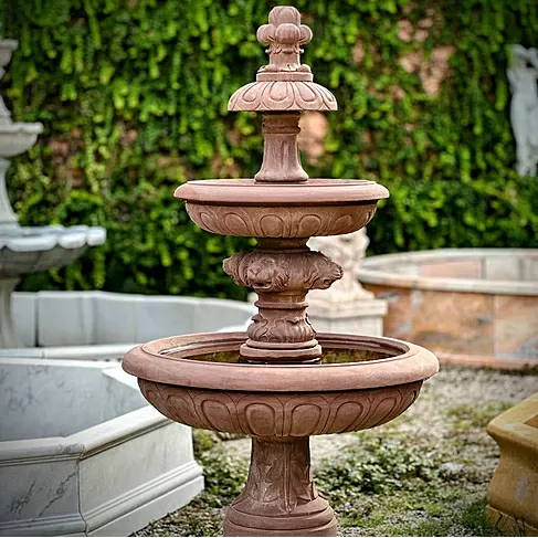 imagem de Chafariz em Mármore Rosso 165cm - FMP387 Beleza e Harmonia no Jardim