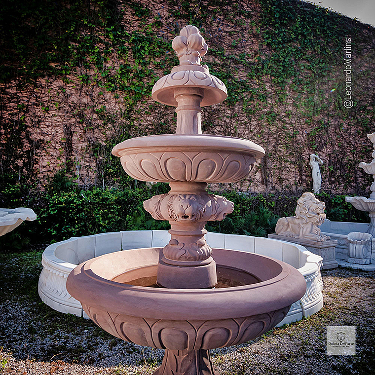 imagem do produto Chafariz em M�rmore Rosso 165cm - FMP387 Beleza e Harmonia no Jardim