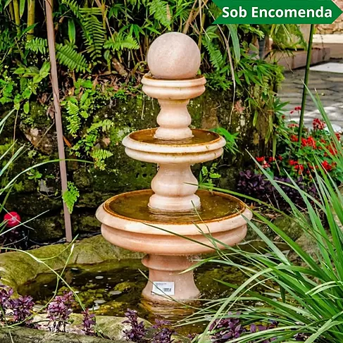 imagem de Chafariz Esfera Rosa em Mármore 120cm - FMP138 Design Clássico