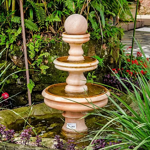 imagem de Chafariz Esfera Rosa em Mármore 120cm - FMP138 Design Clássico