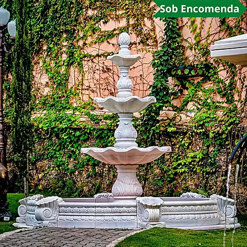 imagem de Chafariz Grande 3 Pratos Mármore Branco 250cm FMP198A