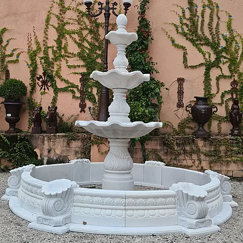 imagem de Chafariz Grande 3 Pratos Mármore Branco 250cm FMP198A