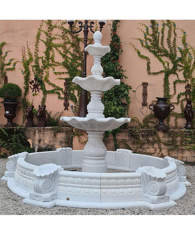 imagem do produto Chafariz Grande 3 Pratos M�rmore Branco 250cm - FMP198A Paisagismo Cl�ssico