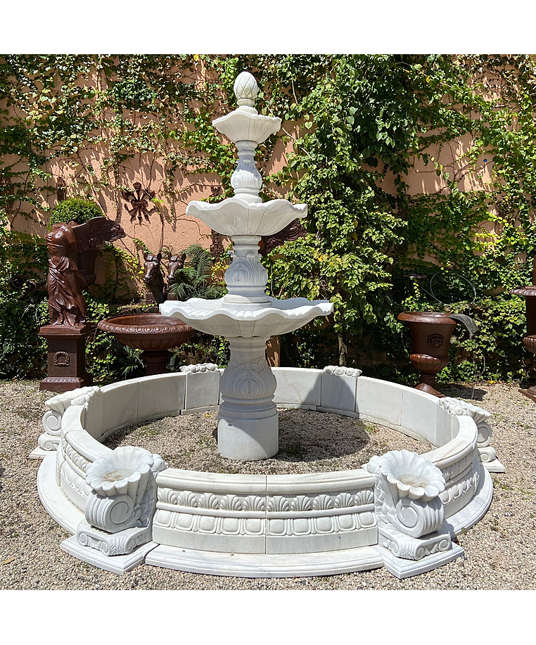 imagem do produto Chafariz Grande 3 Pratos M�rmore Branco 250cm - FMP198A Paisagismo Cl�ssico