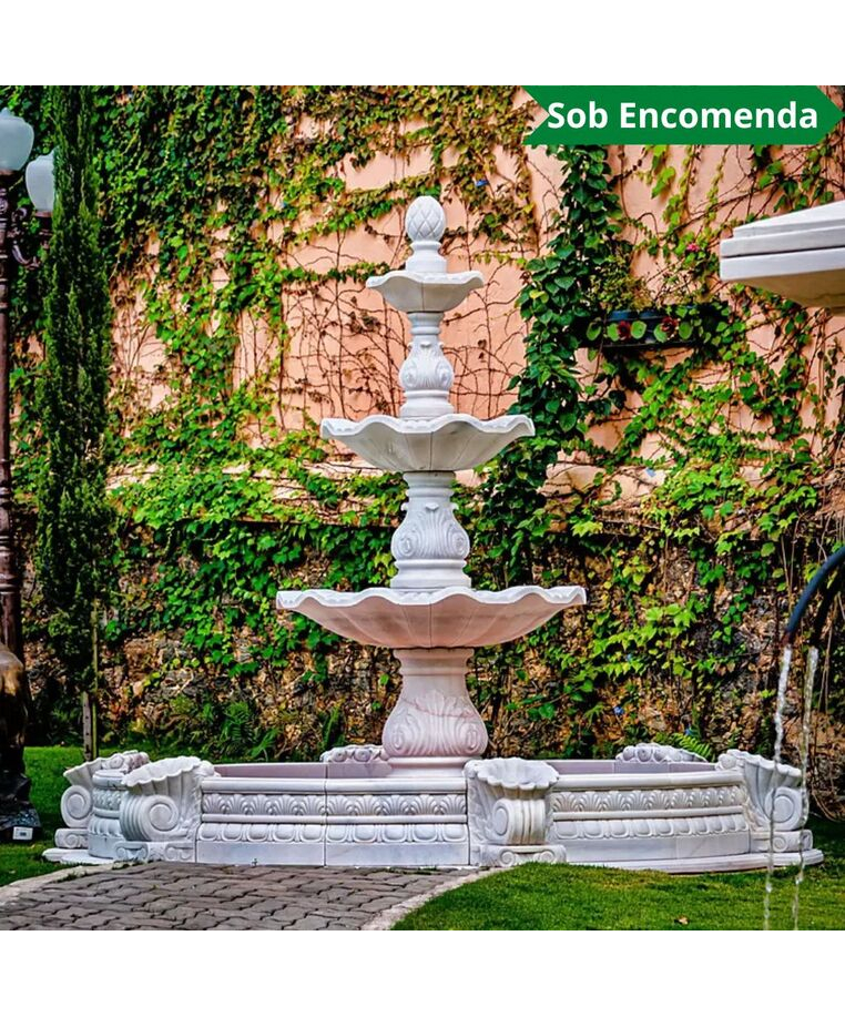 imagem do produto Chafariz Grande 3 Pratos M�rmore Branco 250cm - FMP198A Paisagismo Cl�ssico