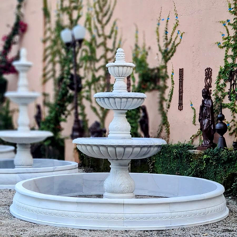imagem do produto Chafariz M�rmore Branco San Marino 240cm - FMP197 Fonte Cl�ssica para Jardins