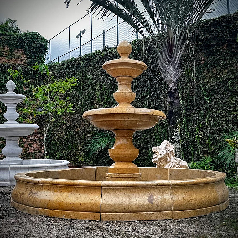 imagem do produto Chafariz Moderno 2 Pratos em M�rmore Amarelo 210cm - FMP382 