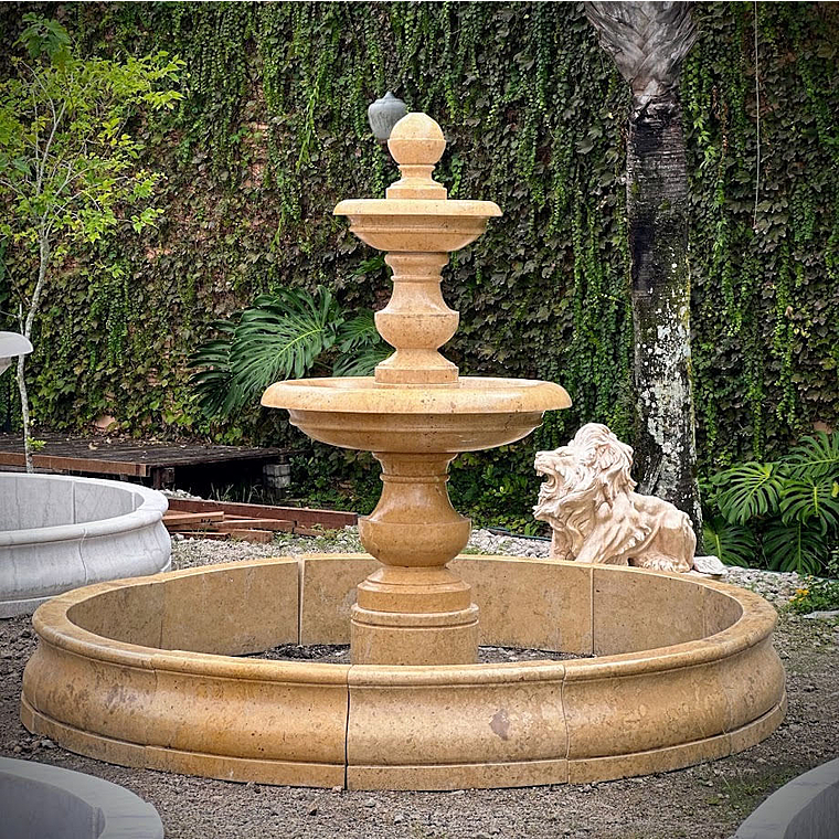imagem do produto Chafariz Moderno 2 Pratos em M�rmore Amarelo 210cm - FMP382 