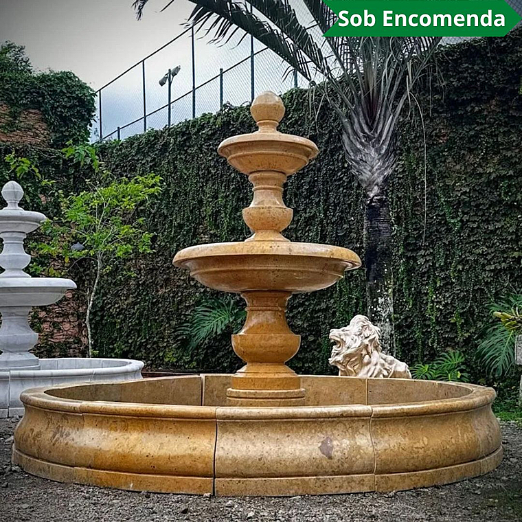 imagem do produto Chafariz Moderno 2 Pratos em M�rmore Amarelo 210cm - FMP382 