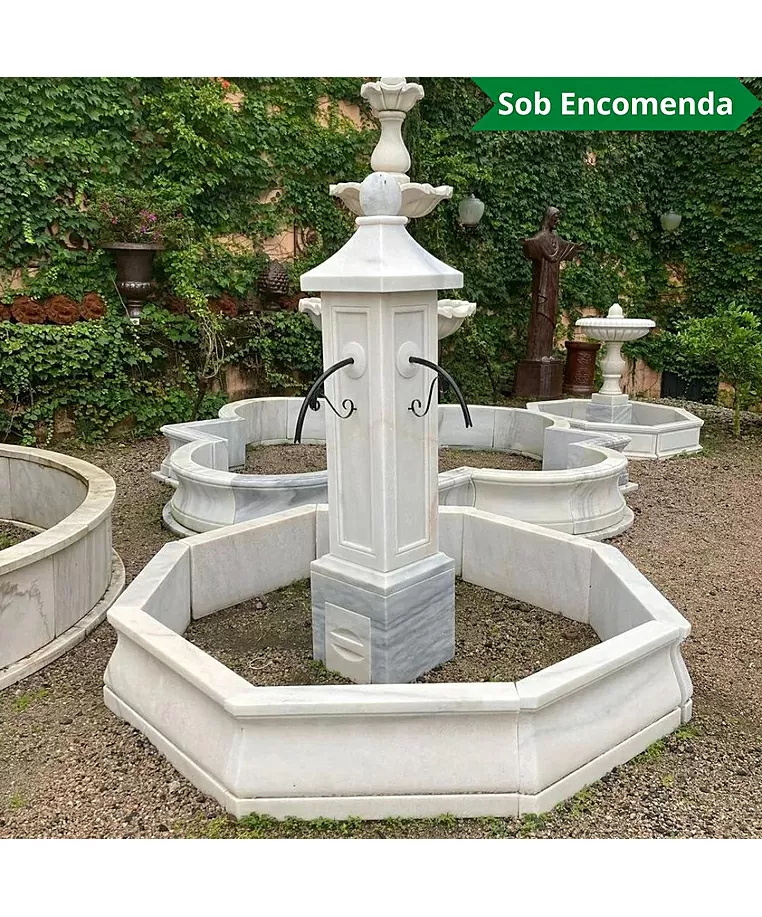 imagem de Chafariz Moderno com Lago M em Mármore 148cm - FMP167M  | Peça Decorativa para Jardins