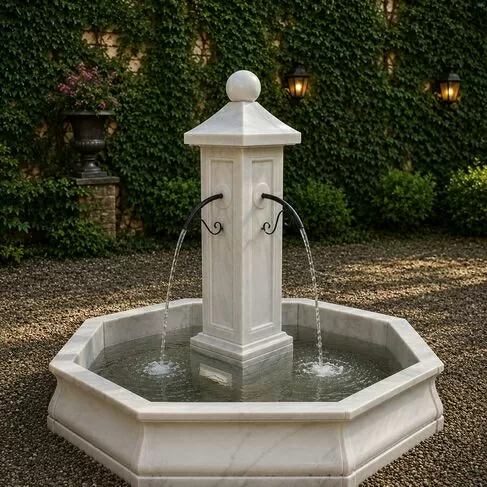 imagem de Chafariz Moderno com Lago M em Mármore 148cm - FMP167M Peça Decorativa para Jardins