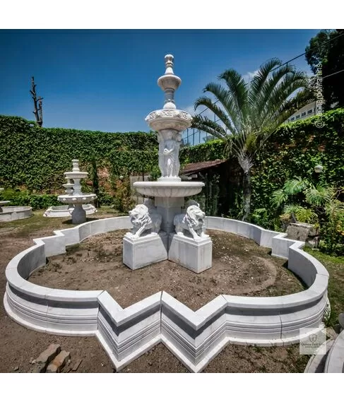 imagem de Chafariz Palatino em Mármore Branco 500cm - FMP394 Luxo Monumental para Jardins