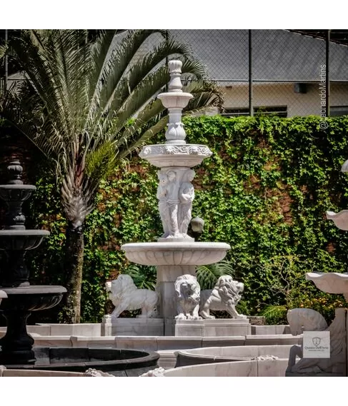 imagem de Chafariz Palatino em Mármore Branco 500cm - FMP394 Luxo Monumental para Jardins