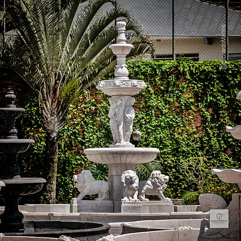 imagem de Chafariz Palatino em Mármore Branco 500cm - FMP394 Luxo Monumental para Jardins