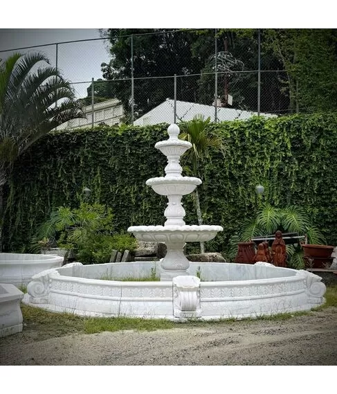 imagem de Chafariz Palazzo em Mármore 300cm - FMP421 Luxo Clássico para Jardins e Projetos 