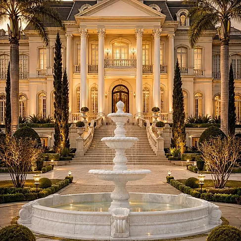 imagem de Chafariz Palazzo em Mármore 300cm - FMP421 Luxo Clássico para Jardins e Projetos 