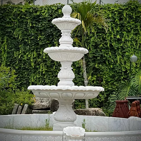 imagem de Chafariz Palazzo em Mármore 300cm - FMP421 Luxo Clássico para Jardins e Projetos 