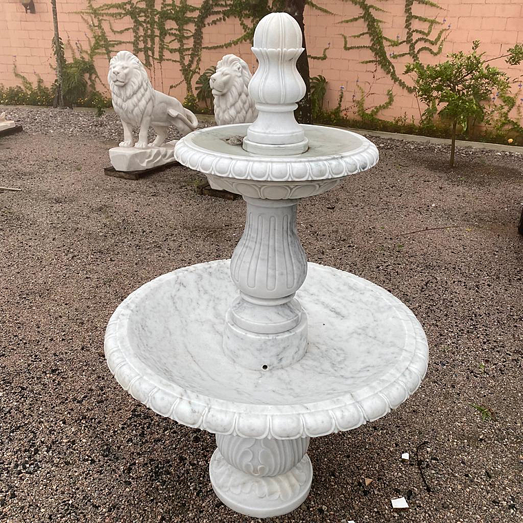 imagem do produto Chafariz para jardim 2 Pratos em M�rmore Branco - FMP185 Design Europeu