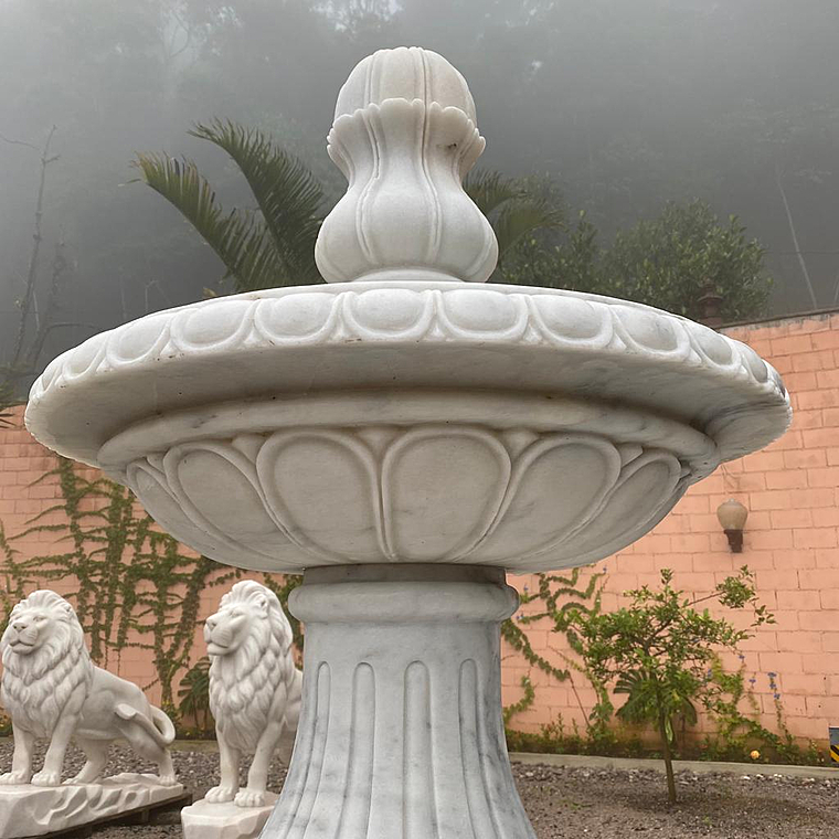 imagem do produto Chafariz para jardim 2 Pratos em M�rmore Branco - FMP185 Design Europeu