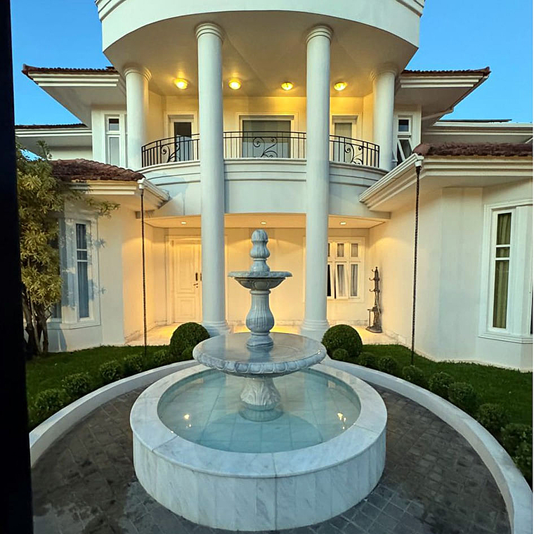imagem do produto Chafariz para jardim 2 Pratos em M�rmore Branco - FMP185 Design Europeu