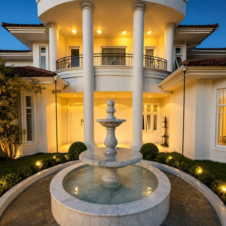 imagem do produto Chafariz para jardim 2 Pratos em M�rmore Branco - FMP185 Design Europeu