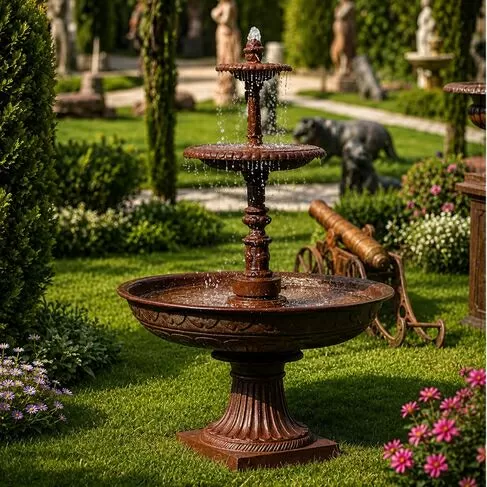imagem de Chafariz para Jardim Colonial de Ferro Fundido 155cm - FF072 Estilo Clássico