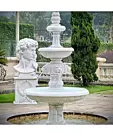 imagem do produto Chafariz Sofisticado em M�rmore Branco para Paisagismo - FMP219