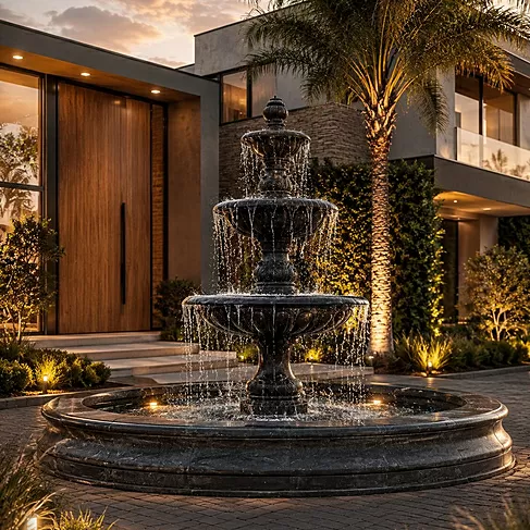 imagem de Chafariz Verona com Lago Mármore Preto 285cm - FMP369 Estilo Clássico e Refinado