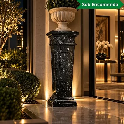 imagem de Coluna Bérgamo em Mármore Preto 100cm VRMP359 Elegante para Decoração e Projetos de Luxo 