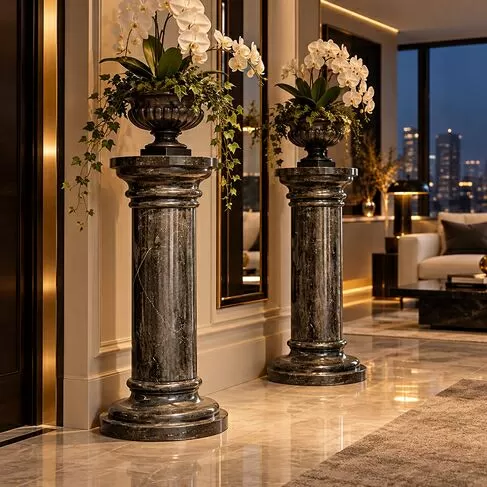 imagem de Coluna em Mármore Black 78cm  VRMP219 Elegante para Decoração e Projetos Sofisticados 