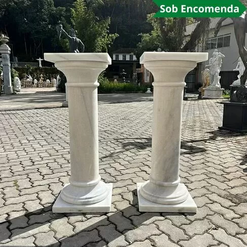 imagem de Coluna em Mármore Branco 103cm VRMP431 Elegância Clássica