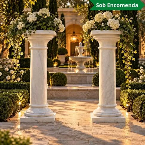 imagem de Coluna em Mármore Branco 103cm VRMP431 Elegância Clássica