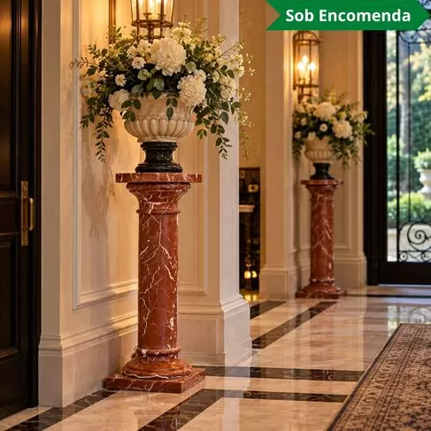 imagem de Coluna em Mármore Rosso 103cm  VRMP342 Elegante para Projetos Arquitetônicos de Luxo 