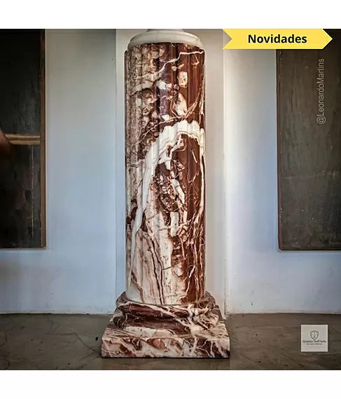 imagem de Coluna Foggia em Mármore Vermelho 100cm - VRMP351