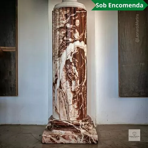 imagem de Coluna Foggia em Mármore Vermelho 100cm VRMP351 Escultural para Projetos de Luxo