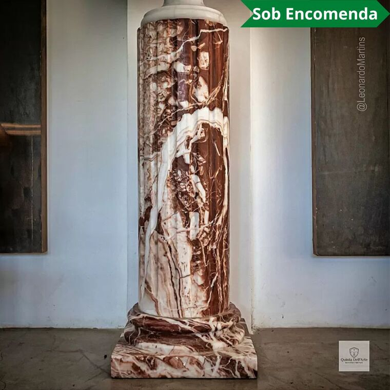 imagem do produto Coluna Foggia em M�rmore Vermelho 100cm VRMP351 Escultural para Projetos de Luxo