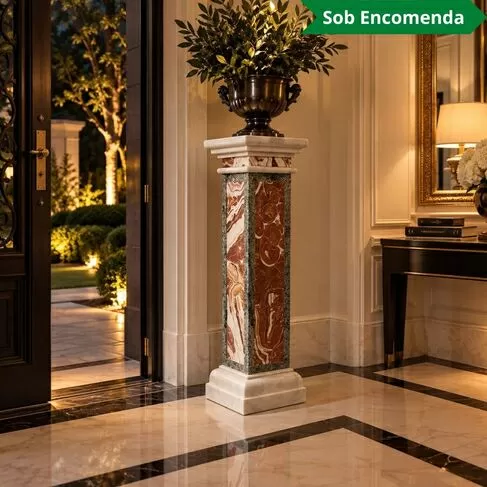 imagem de Coluna Grega em Mármore Mista 100cm VRMP349 Design Clássico