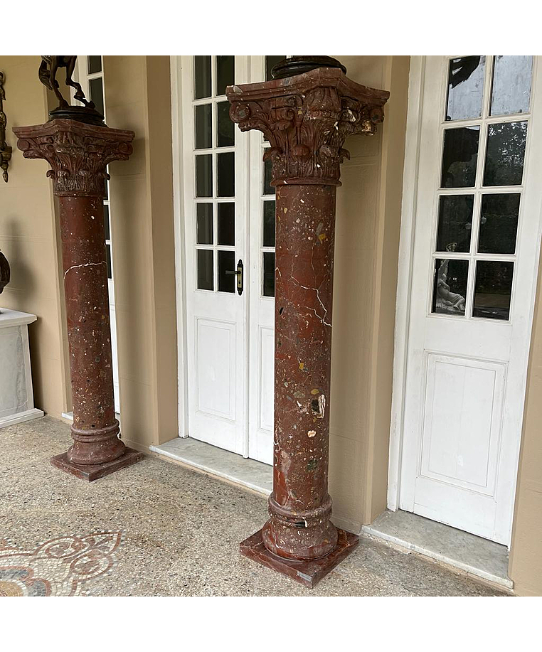 imagem do produto Coluna Lisa em M�rmore Vermelho 200cm VRMP338 Para Projetos Monumentais de Luxo 