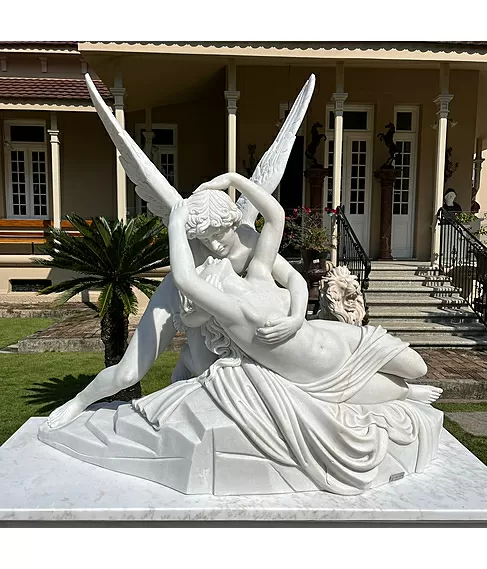 imagem de Eros e Psique em Mármore 210cm - EMP598 Obra Clássica