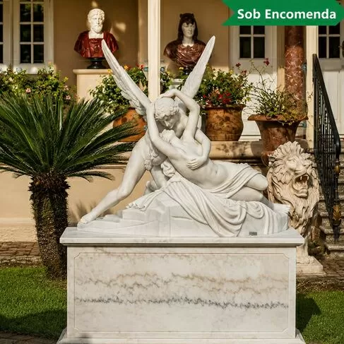 imagem de Eros e Psique em Mármore 210cm - EMP598 Obra Clássica