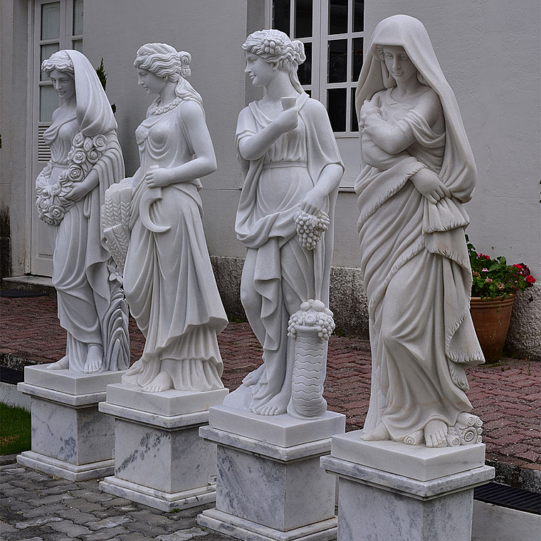 imagem do produto Escultura 4 Esta��es 160cm M�rmore Branco - EMP496 Arte Cl�ssica para Jardins