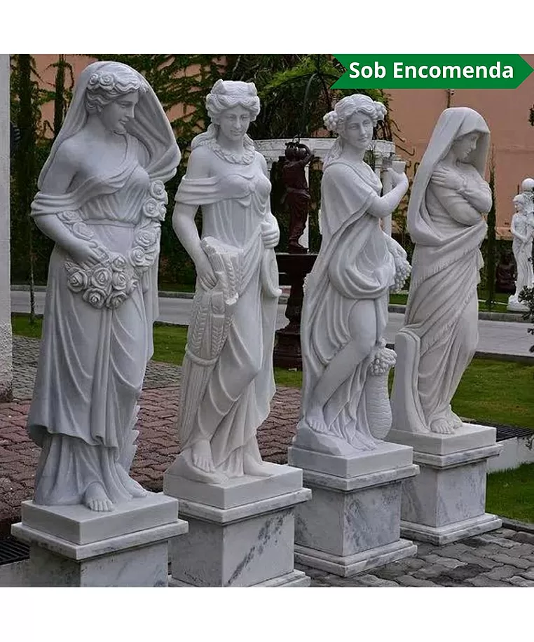 imagem do produto Escultura 4 Esta��es 160cm M�rmore Branco - EMP496 Arte Cl�ssica para Jardins