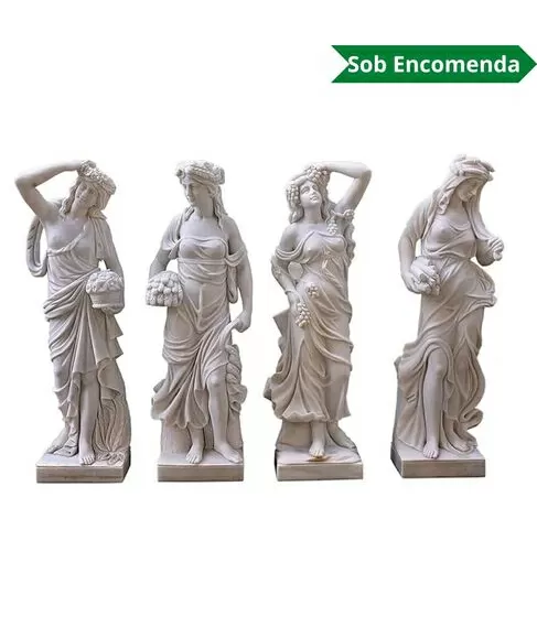 imagem de Escultura 4 Estações 160cm Mármore Branco - EMP516