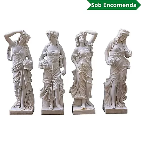 imagem de Escultura 4 Estações 160cm Mármore Branco - EMP516 Destaque no Paisagismo