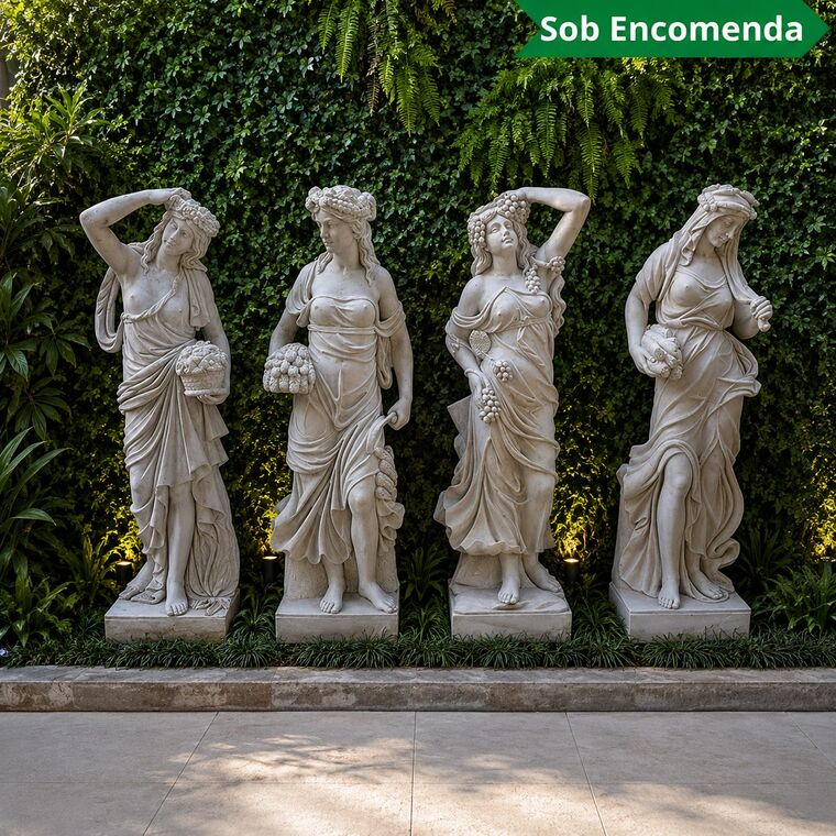imagem do produto Escultura 4 Esta��es 160cm M�rmore Branco - EMP516 Destaque no Paisagismo