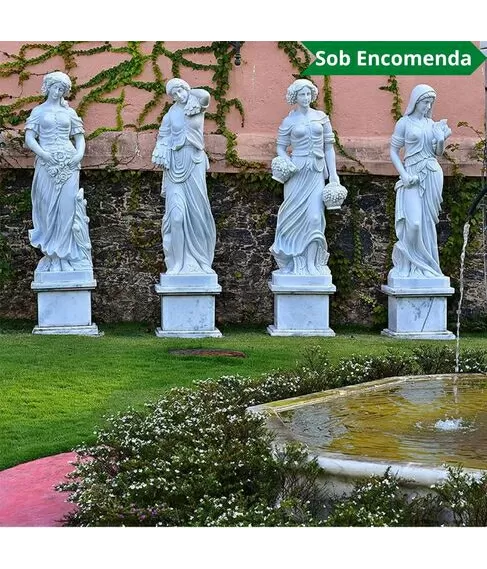 imagem de Escultura 4 Estações 160cm Mármore Branco - EMP517