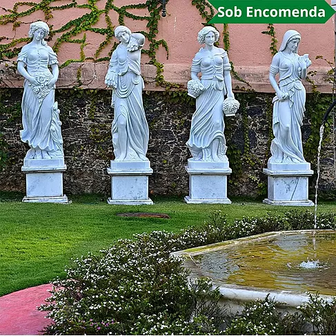 imagem de Escultura 4 Estações 160cm Mármore Branco - EMP517 Design Clássico para Jardins