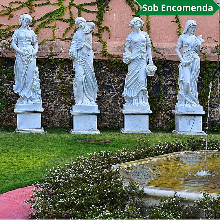 imagem do produto Escultura 4 Esta��es 160cm M�rmore Branco - EMP517 Design Cl�ssico para Jardins