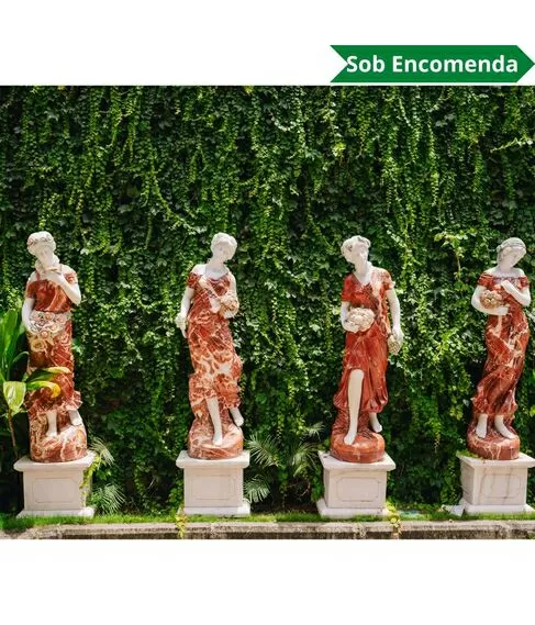 imagem de Escultura 4 Estações 160cm Mármore Color - EMP473 Peça Decorativa Elegante