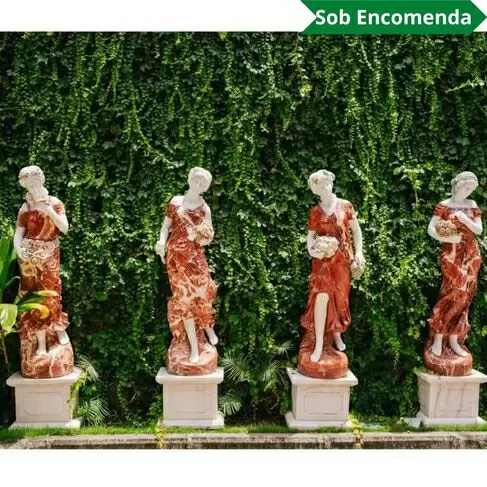 imagem de Escultura 4 Estações 160cm Mármore Color - EMP473 Peça Decorativa Elegante